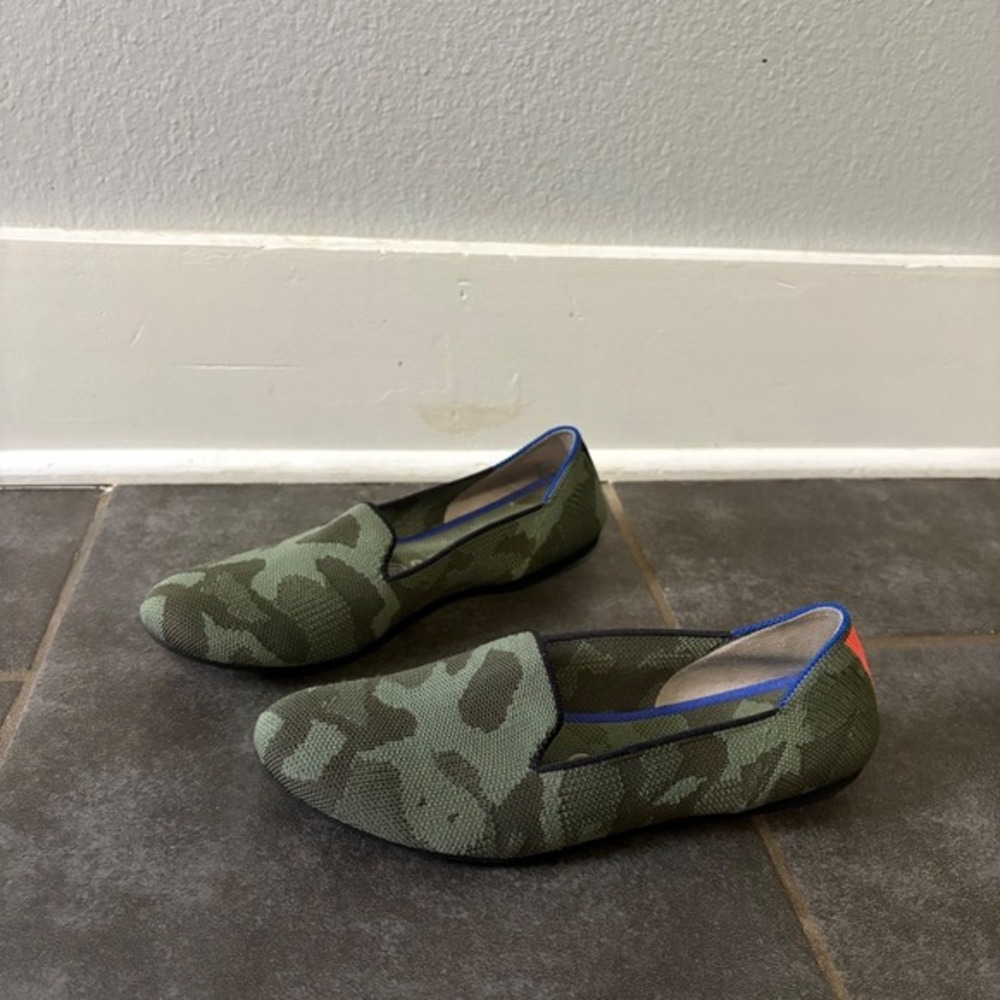 Rothy's Women's The Loafer Olive‎ Camo Green Round Toe Flat Size 8 Classic Work